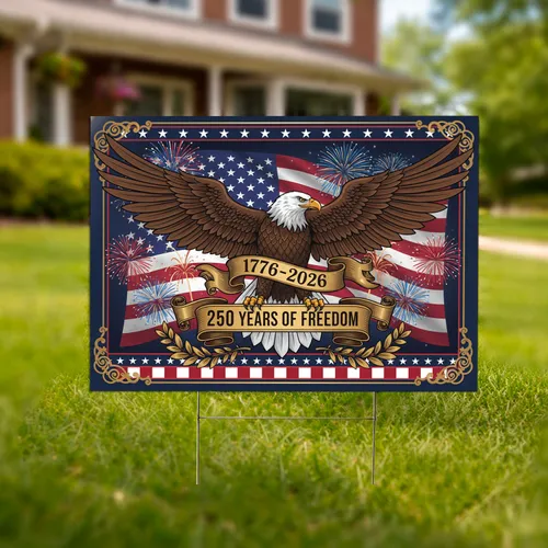 Bald Eagle American Flag 1776-2026 - USA 250th Anniversary Independence Day Gift for Veterans Yard Sign