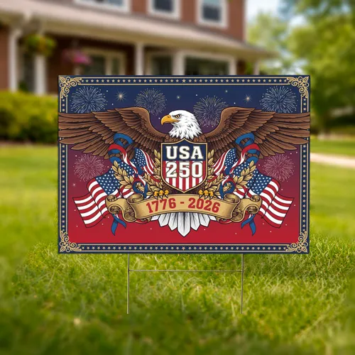 Bald Eagle American Flag USA 250th Anniversary 1776-2026 - Independence Day For Veterans Yard Sign