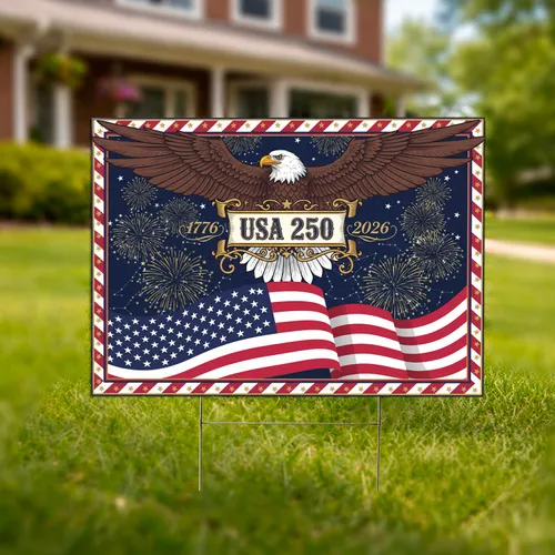 Bald Eagle American Flag 1776-2026 - USA 250th Anniversary Independence Day Celebration Yard Sign