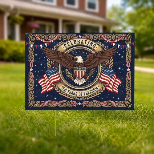 Bald Eagle American Flag 1776-2026 - USA 250 Years of Freedom Independence Day Gift Yard Sign