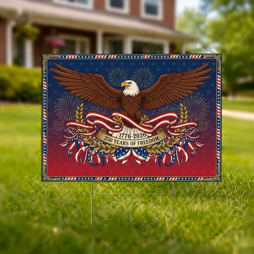 Bald Eagle American Flag 1776-2026 - USA 250th Anniversary Independence Day Gift Yard Sign