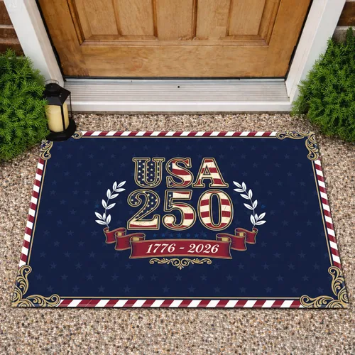 USA 250 Distressed American Flag 1776-2026 - National 250th Anniversary Tribute Doormat