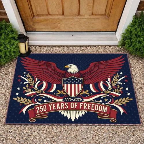Bald Eagle American Flag 1776-2026 - Patriotic USA 250 Years of Freedom Anniversary Doormat