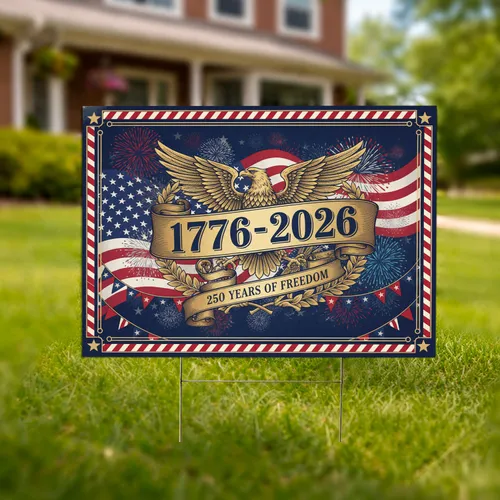 Bald Eagle American Flag 1776-2026 - USA 250th Anniversary Veterans Day Gift Yard Sign