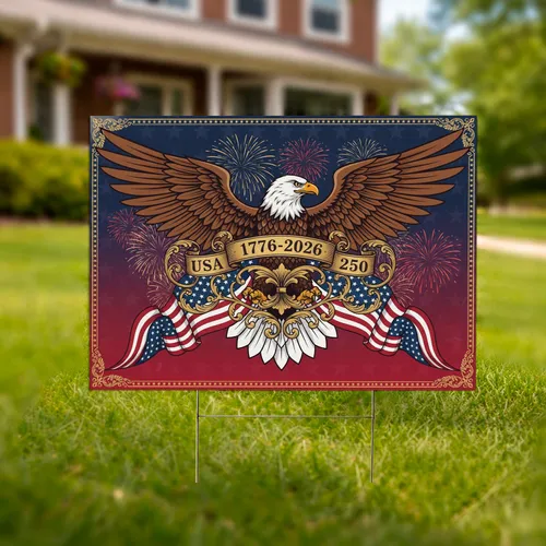 Bald Eagle American Flag 1776-2026 - USA 250th Anniversary Patriotic Home Decor Yard Sign