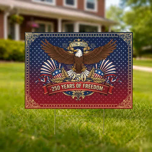 Bald Eagle American Flag 1776-2026 - USA 250th Anniversary Gift for Veterans Yard Sign
