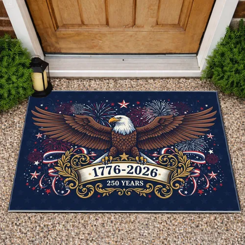 Bald Eagle 1776-2026 USA 250th Anniversary - Independence Day Patriotic Yard Art Doormat
