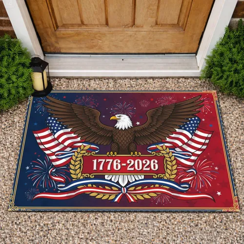 Bald Eagle American Flag 1776-2026 - USA 250th Anniversary Patriotic Design Doormat
