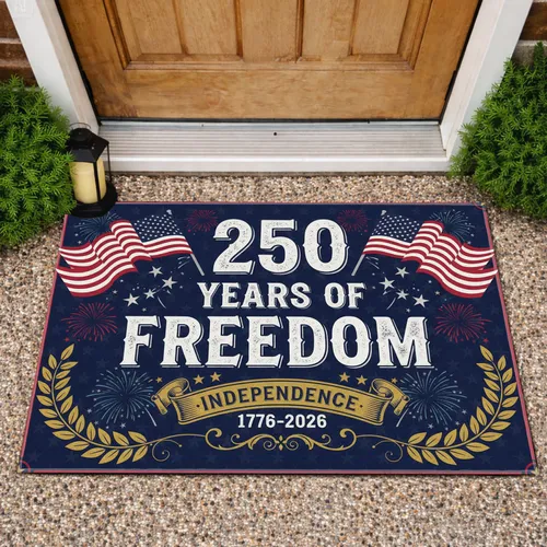 250 Years Freedom 1776-2026 American Flag Patriotic - USA Independence Day Gift Doormat