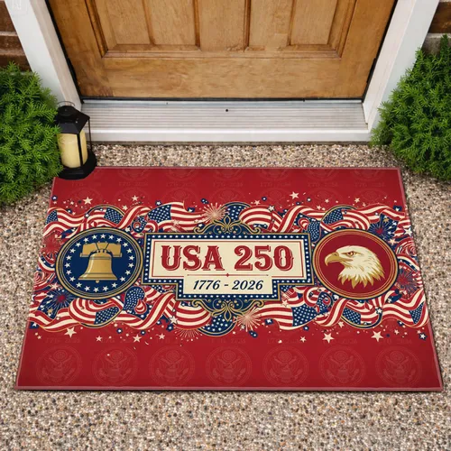 USA 250 Liberty Bell Bald Eagle 1776-2026 American Flag 250th Anniversary Heritage Doormat