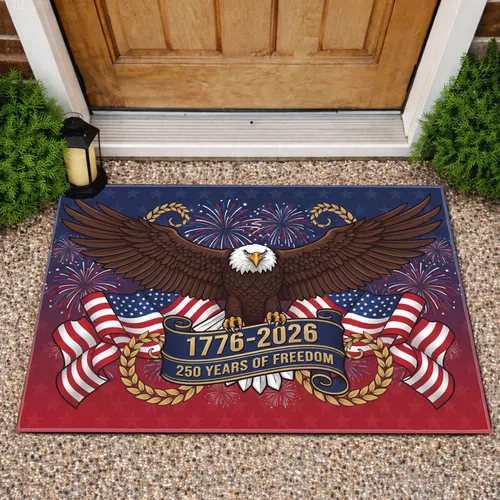 Bald Eagle American Flag 1776-2026 - USA 250 Years of Freedom Patriotic Heritage Doormat