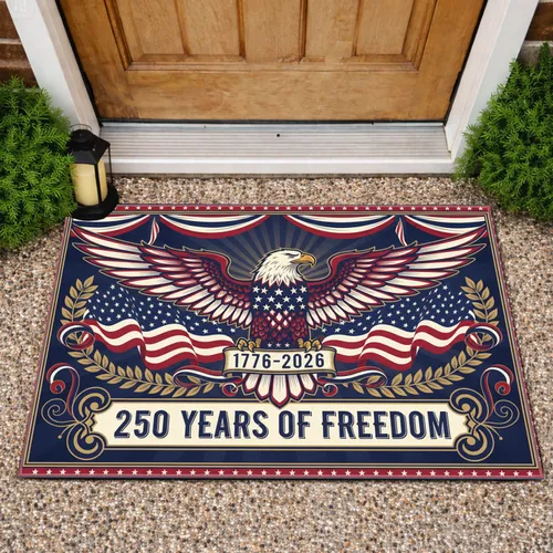 Bald Eagle American Flag 1776-2026 - USA 250th Anniversary Freedom Gift for Veterans Doormat