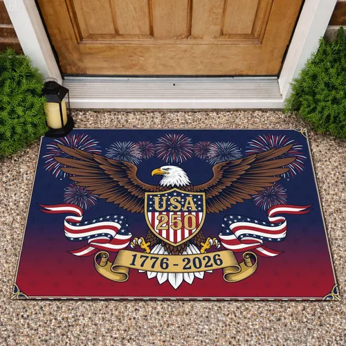Bald Eagle American Flag Shield 1776-2026 - USA 250th Anniversary Gift for Veterans Doormat