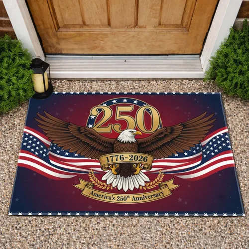 Bald Eagle American Flag 1776-2026 - USA 250th Anniversary Independence Day Doormat
