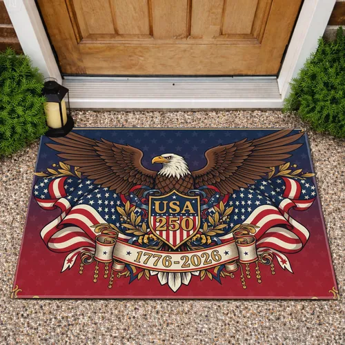 Bald Eagle American Flag 1776-2026 - USA 250th Anniversary Freedom Celebration Doormat