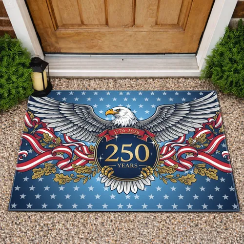 Bald Eagle American Flag 1776-2026 - USA 250th Anniversary Independence Day Gift Doormat