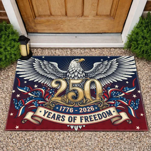 Bald Eagle Patriotic American 1776-2026 - USA 250 Years of Freedom Anniversary Doormat