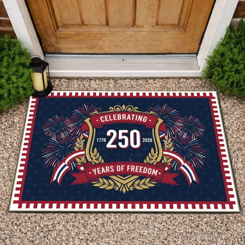 Patriotic Shield 1776-2026 - USA 250th Anniversary Freedom & American Heritage Doormat