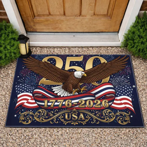 Bald Eagle American Flag 1776-2026 - USA 250th Anniversary Gift for Veterans Doormat