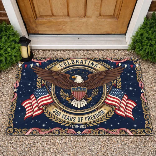 Bald Eagle American Flag 1776-2026 - USA 250 Years of Freedom Independence Day Gift Doormat