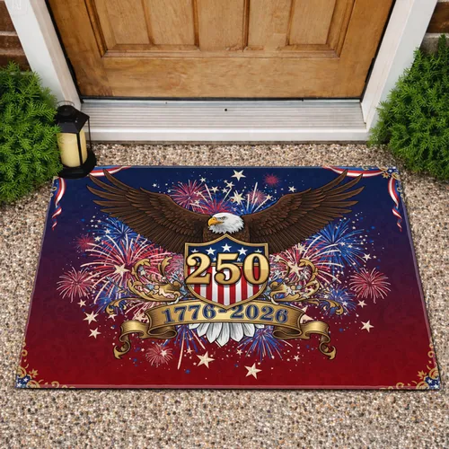 Bald Eagle American Flag 1776-2026 USA 250th Anniversary Patriotic Independence Day Decor Doormat