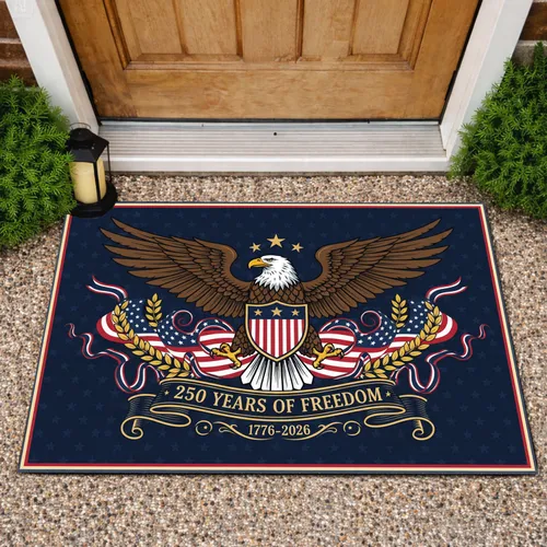 Bald Eagle American Flag 1776-2026 - USA 250th Anniversary Freedom Day Display Doormat