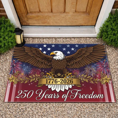 Bald Eagle American Flag 1776-2026 USA 250th Anniversary - Patriot Gift for Veterans Doormat