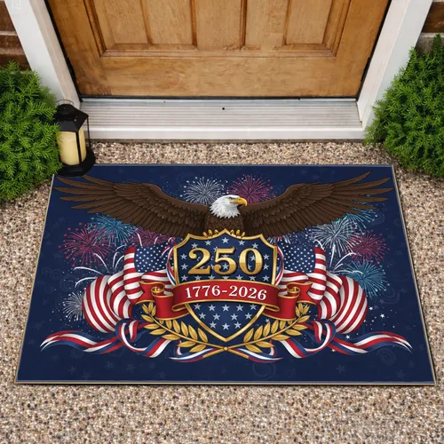 Bald Eagle American Flag 1776-2026 - USA 250th Anniversary Independence Day Veteran Gift Doormat