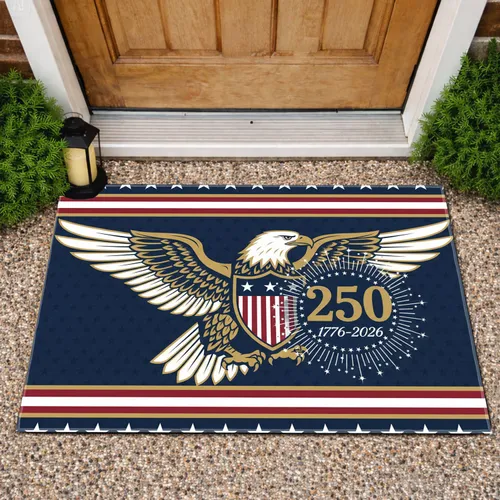Bald Eagle American Flag 1776-2026 - USA 250th Anniversary Independence Day Doormat
