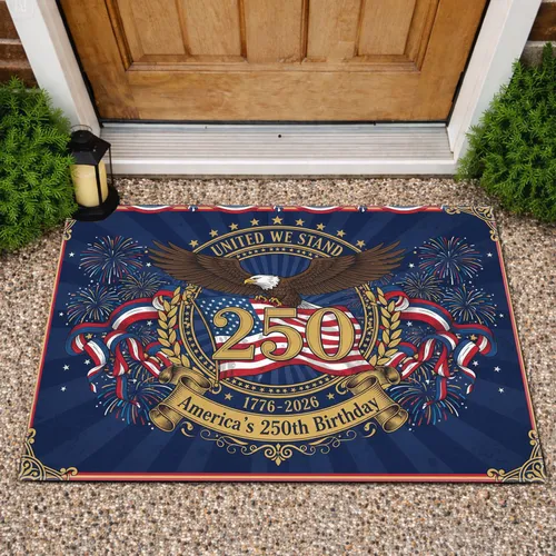 Bald Eagle American Flag 1776-2026 - America 250th Anniversary Patriotic United We Stand Doormat