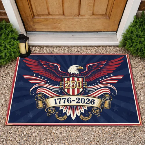 Bald Eagle American Flag 1776-2026 - USA 250th Anniversary Independence Day Gift for Veterans Doormat