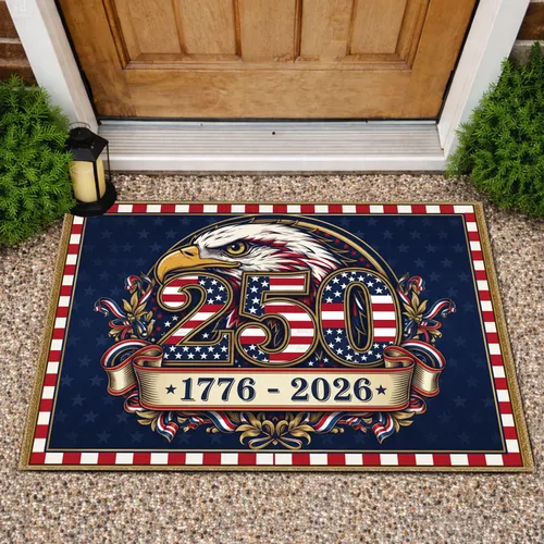 Bald Eagle 250th Anniversary 1776-2026 Flag - USA Freedom Celebration Gift for Veterans Doormat
