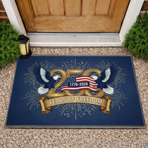 Bald Eagle American Flag 250th Anniversary - USA 1776-2026 Years of Freedom Patriotic Doormat