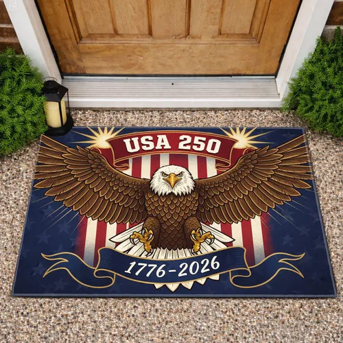 Bald Eagle USA 250 - 1776-2026 American Flag Patriotic 250th Anniversary Doormat