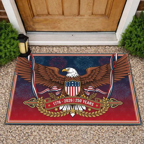 Patriotic Bald Eagle American Flag 1776-2026 - USA 250th Anniversary Independence Day Doormat