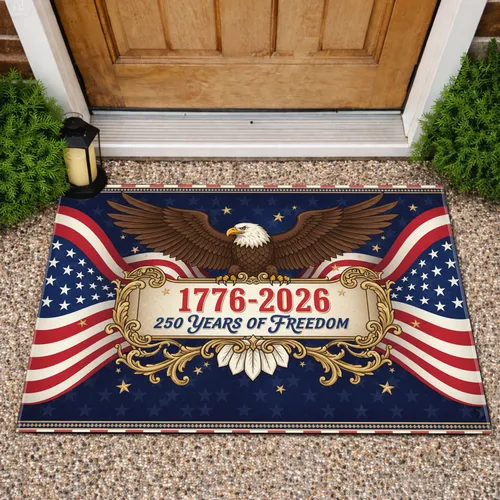 Bald Eagle American Flag 1776-2026 - USA 250th Anniversary Freedom Celebration Doormat