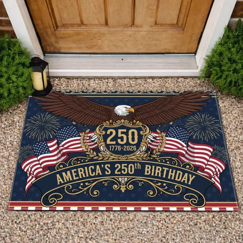 Bald Eagle American Flag 1776-2026 - USA 250th Anniversary Celebration Doormat