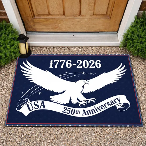 Bald Eagle 1776-2026 - USA 250th Anniversary Independence Day Patriotic Heritage Doormat