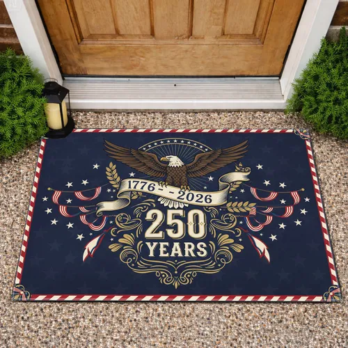 Bald Eagle American Flag 1776-2026 - USA 250th Anniversary Independence Day Gift Doormat