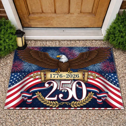 Bald Eagle American Flag 1776-2026 - USA 250th Anniversary Independence Day Gift for Veterans Doormat