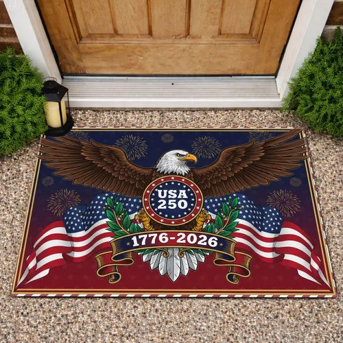 Bald Eagle American Flag USA 250 1776-2026 - 250th Anniversary Gift for Veterans Doormat