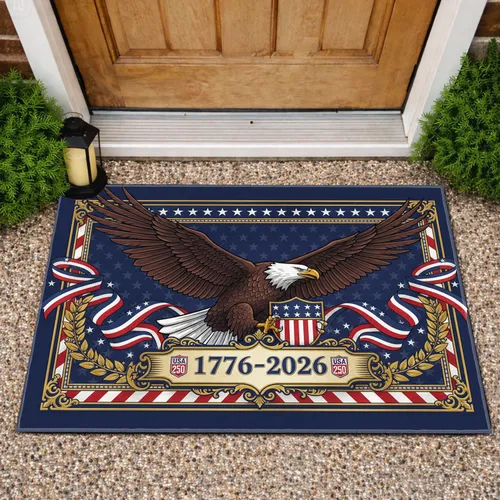 Bald Eagle American Flag 1776-2026 - USA 250th Anniversary Independence Day Gift Doormat