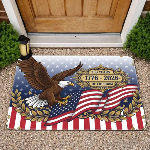Bald Eagle American Flag 1776-2026 - USA 250th Anniversary Patriotic Design Doormat