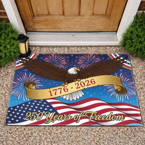 Bald Eagle American Flag 1776-2026 - USA 250th Anniversary Independence Day Gift for Veterans Doormat