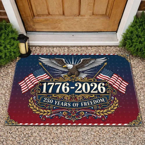 Bald Eagle American Flag 1776-2026 - USA 250 Years of Freedom Patriotic Decor Doormat