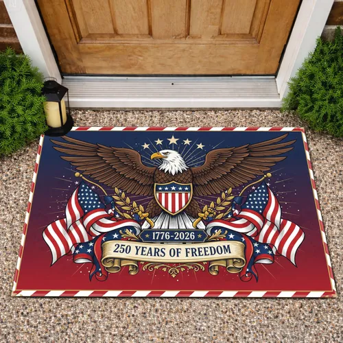 Bald Eagle American Flag 1776-2026 - USA 250th Anniversary Independence Day Gift Doormat