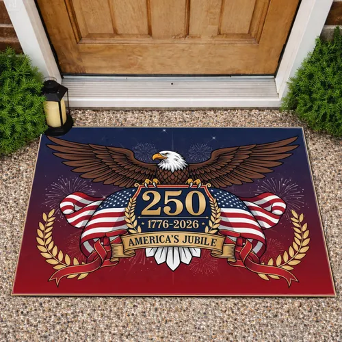 Bald Eagle American Flag Stars Stripes 1776-2026 - USA 250th Anniversary Independence Day Doormat