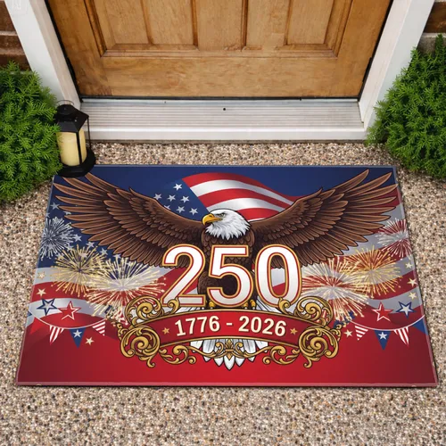 Bald Eagle American Flag 1776-2026 - USA 250th Anniversary Independence Day Gift for Dad Doormat