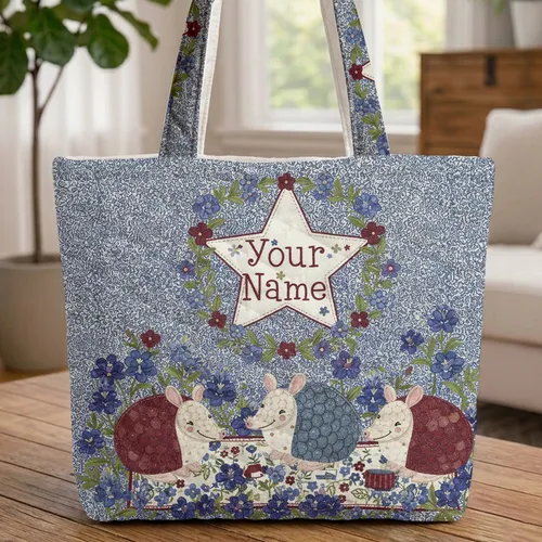 Texas Bluebonnet White Star Floral Wreath - Garden Lover Everyday Carry Quilted Tote Bag