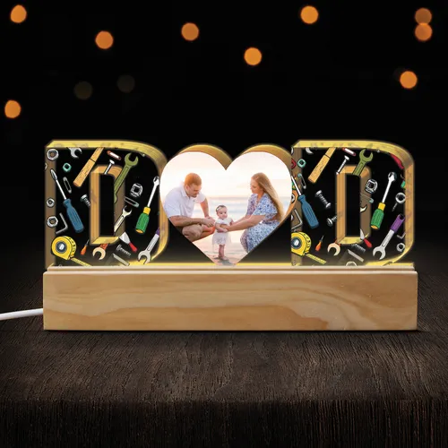 Personalized Dad Photo With Kids Name Night Light Father's Day Gift